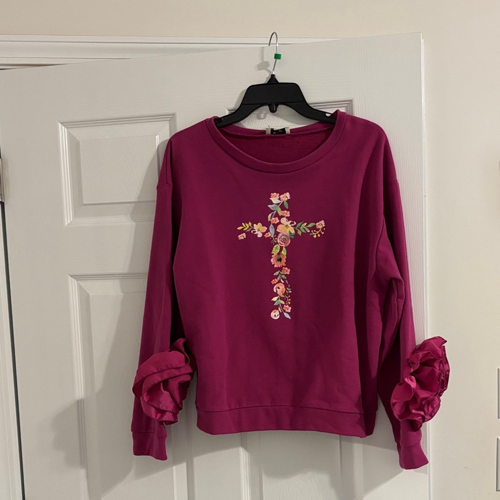 Floral Cross Magenta Sweatshirt